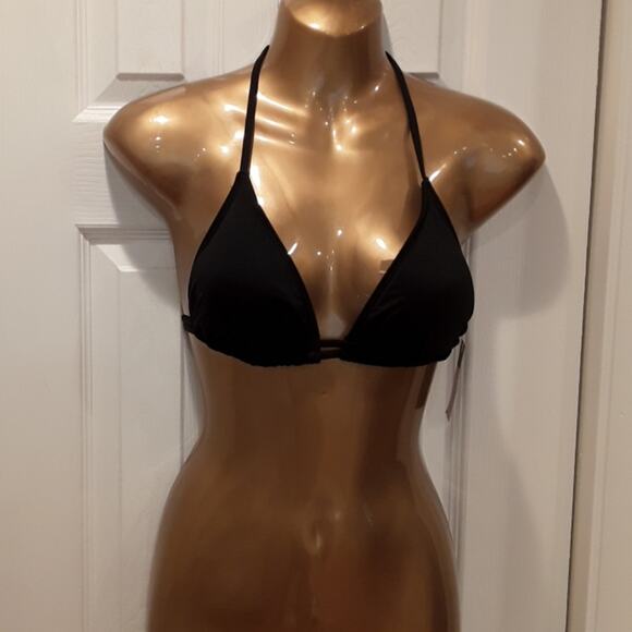 NWT Sz XS  Mossimo Black Strappy Halter Bikini Top - Picture 6 of 6